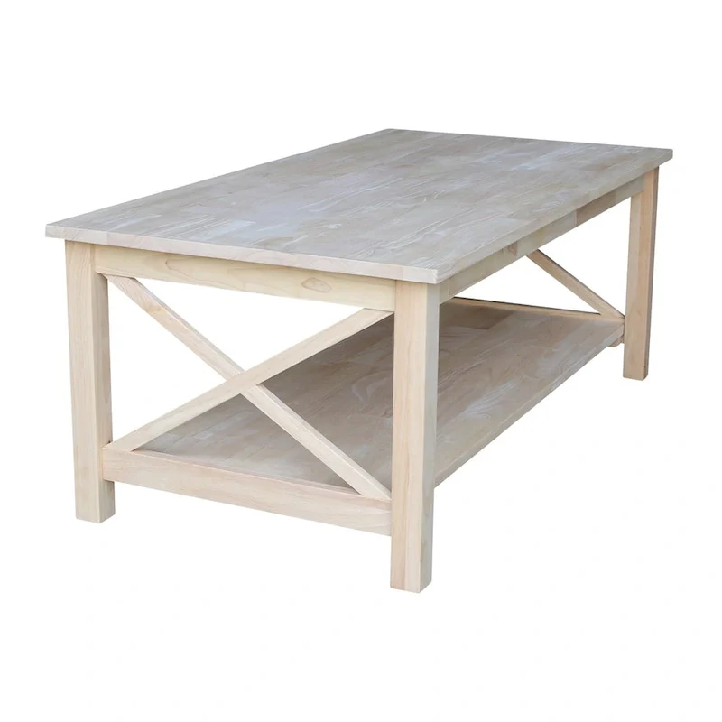Solid Hardwood Coffee Table with Lower Shelf