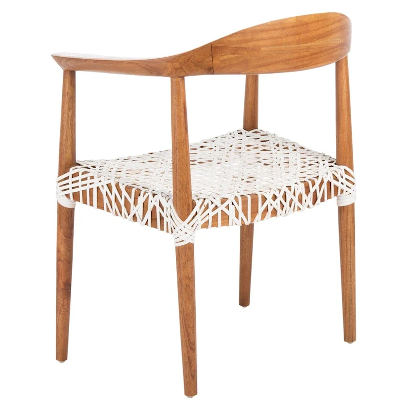 SAFAVIEH Therese Leather Woven Accent Chair - 25 W x 20.9 L x 30.9 H - 25Wx21Dx31H