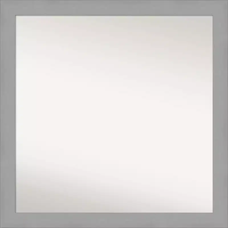 30 x 30 Non-Beveled Brushed Nickel Wall Mirror - Amanti Art: Modern Square, Polystyrene Frame