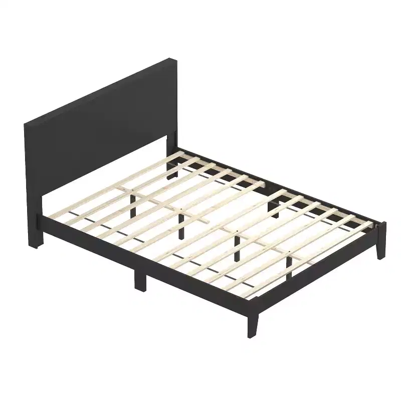 Queen Platform Bed with Headboard Black