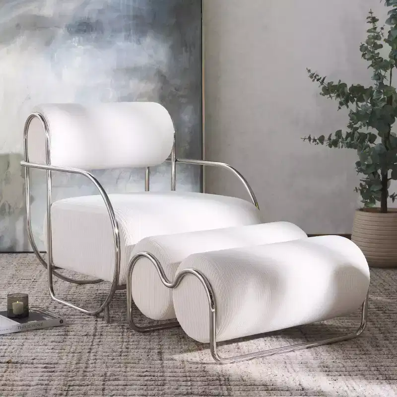 Bethann Metal Frame Accent Chair - SFV5130 - White/Silver - Safavieh Couture