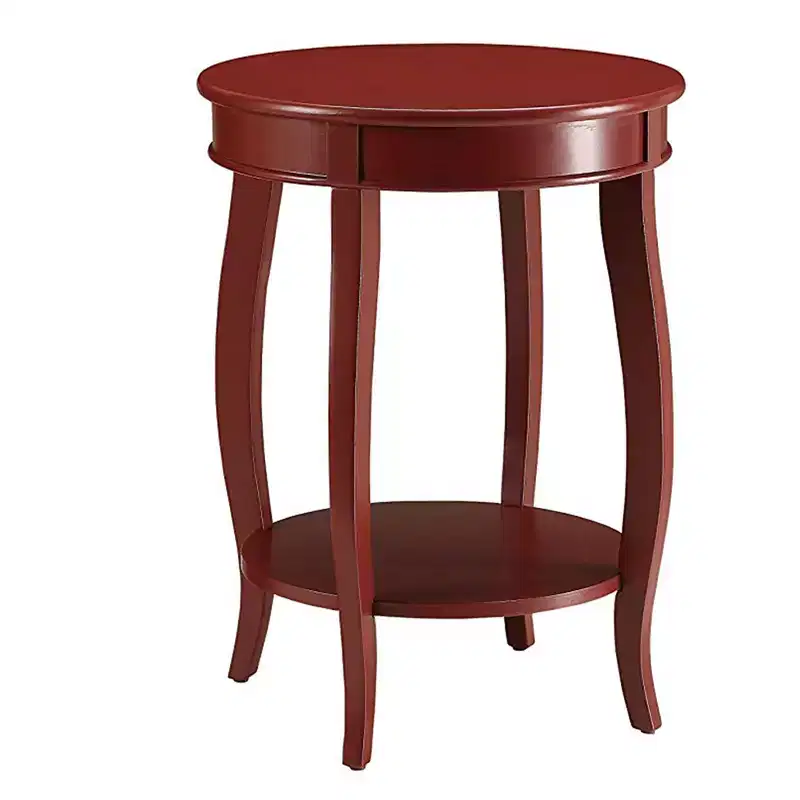 Round Wood Side Table, Red