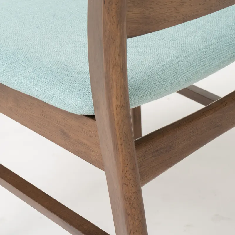 Mid-Century Modern Upholstered Rubberwood Dining Chair (Set of 2)