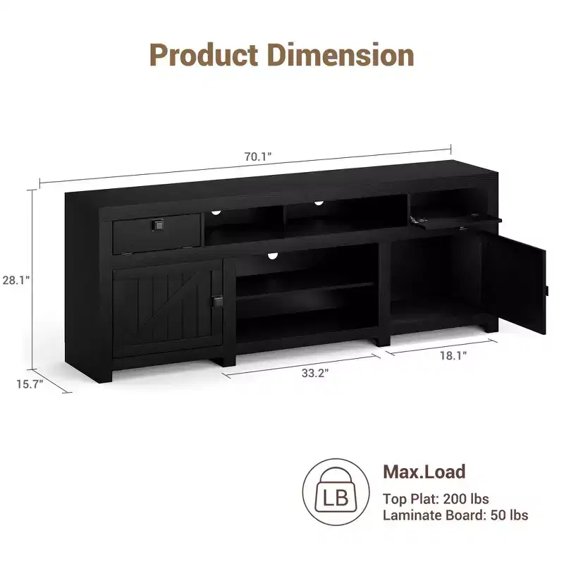 Farmhouse TV Stand for Tv Up to 80 Inches, Extended Entertainment Unit with Four Drawers and Three Open Shelves for Living Rooms,Bedrooms