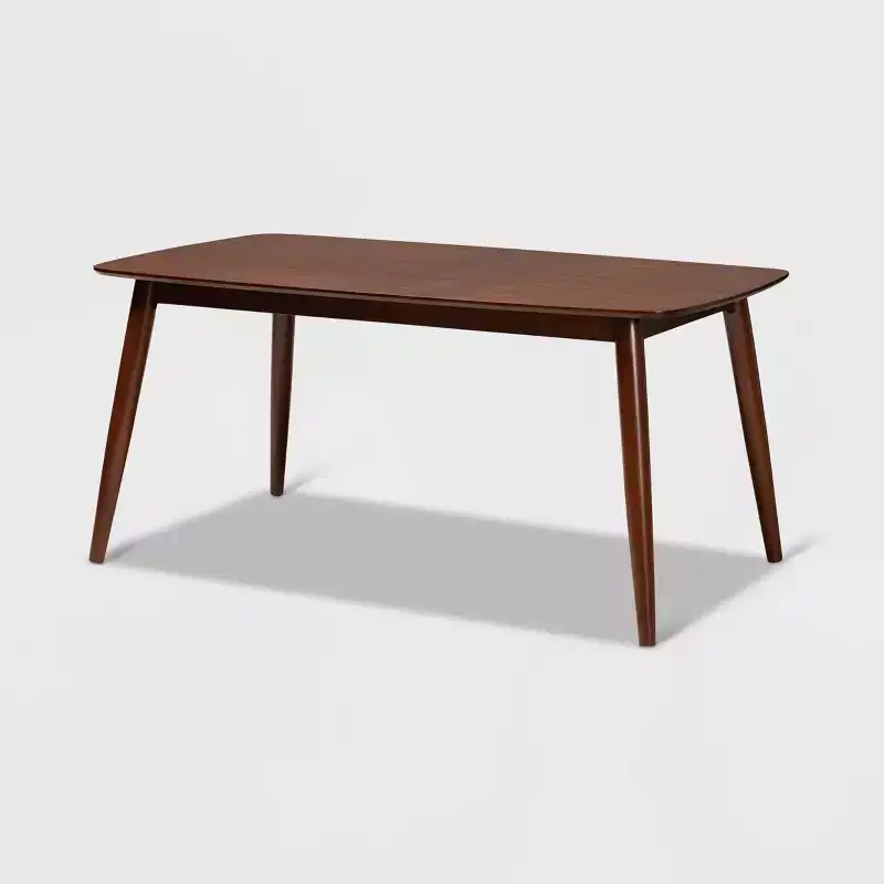 Edna Wood Dining Table Walnut - Baxton Studio