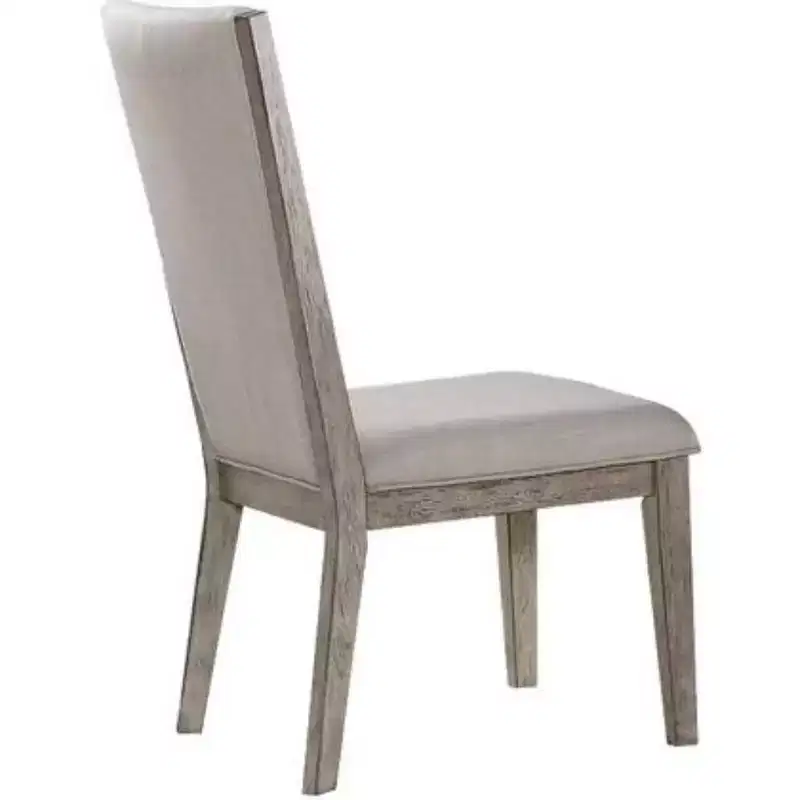 Royal Hamton Transitional Style Wooden Side Chair with Fabric Upholstery, Set of 2, Gray Oak