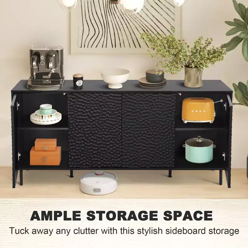 Bestier Mid-Century Sideboard with Ample Storage & Raised Legs for Easy Cleaning