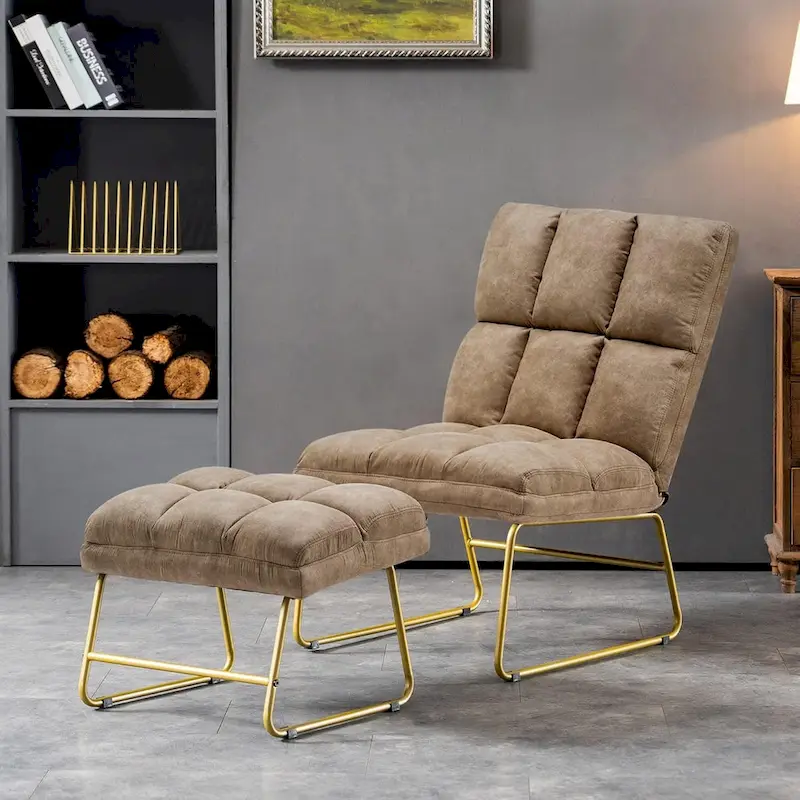 Mcombo Accent Chair with Ottoman, Lounge Sofa Couch,4013