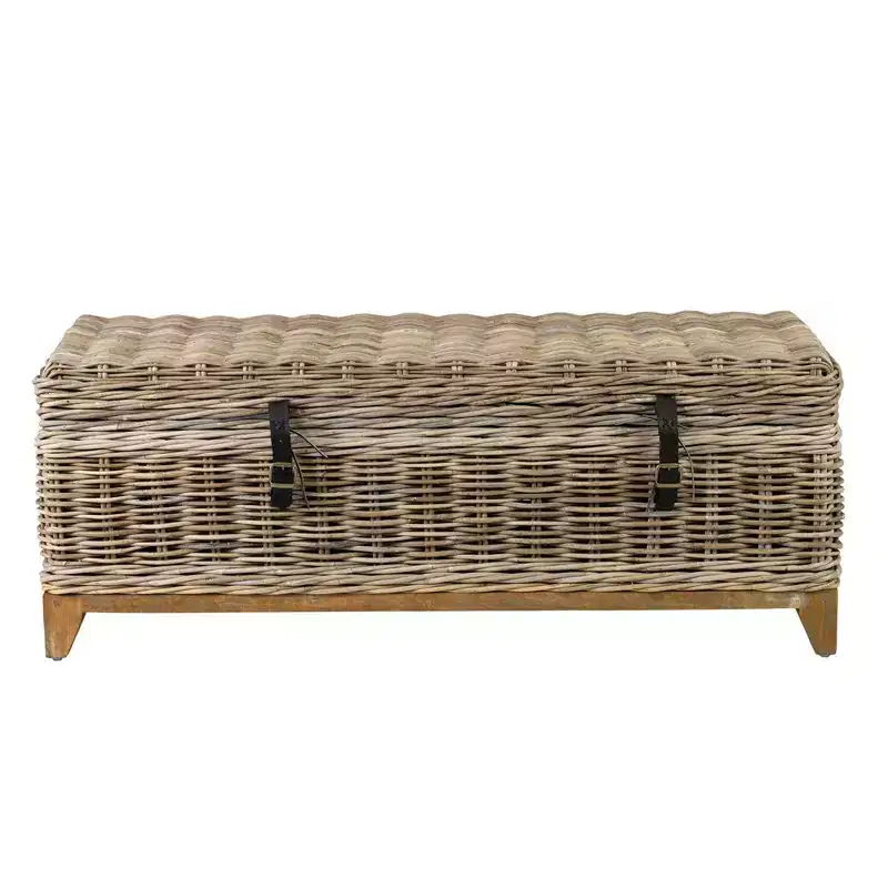 East at Main Bayside Hand Woven Coffee Table with Storage Brown