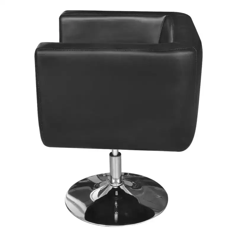 Modern Black Faux Leather Armchair with Chrome Base, Height Adjustable
