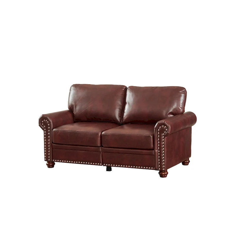 Living Room Sofa Loveseat Black Faux Leather