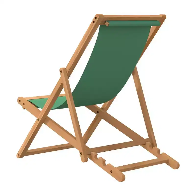 vidaXL Beach Chair Solid Teak wood, fabric Foldable Beach Chair