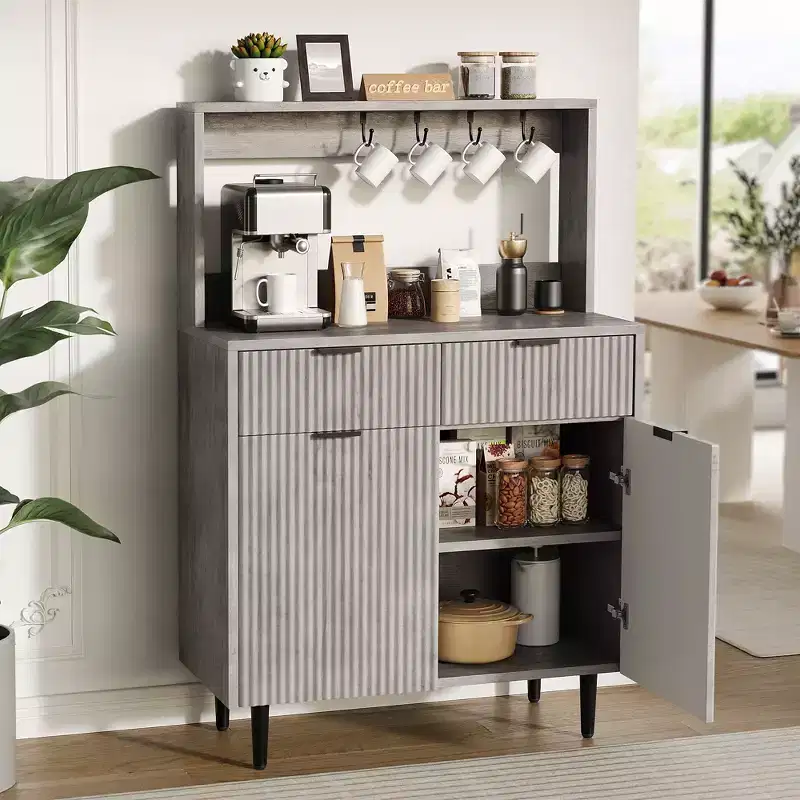 2-Door Sideboard Buffet Cabinet with 2 Drawers, Wood Storage Cabinet for Dining Room, Kitchen, and Living Room