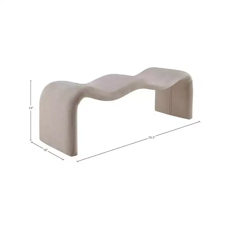 Meridian Furniture,Willow Chenille Fabric Bench