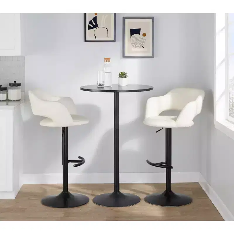 LumiSource Set of 2 Margarite Adjustable Barstools Black PU