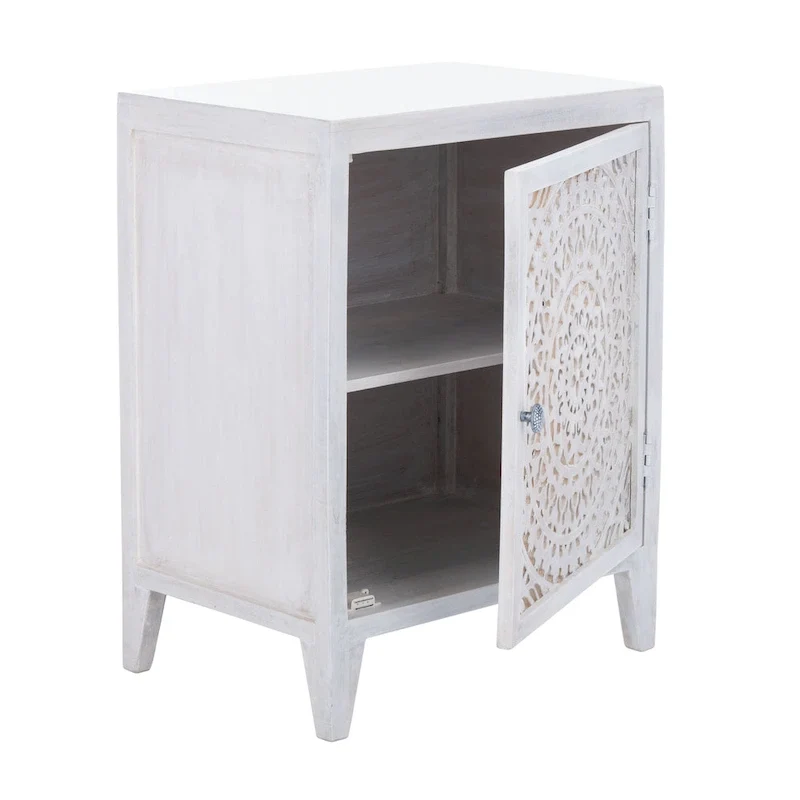 Single-Door Carved Nightstand