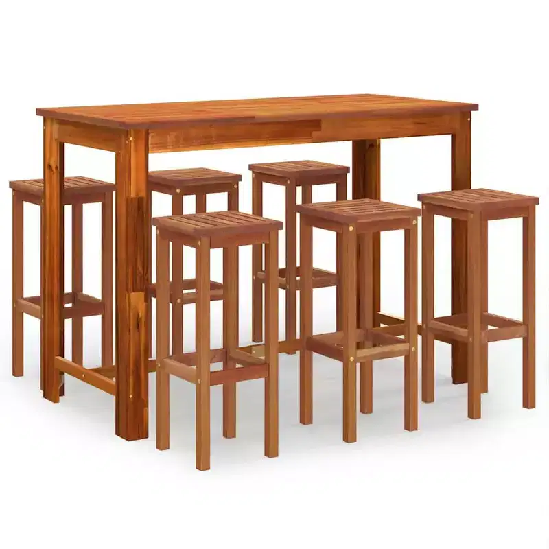 vidaXL Garden Bar Set Wooden Brown Solid Acacia wood Standard Footrest