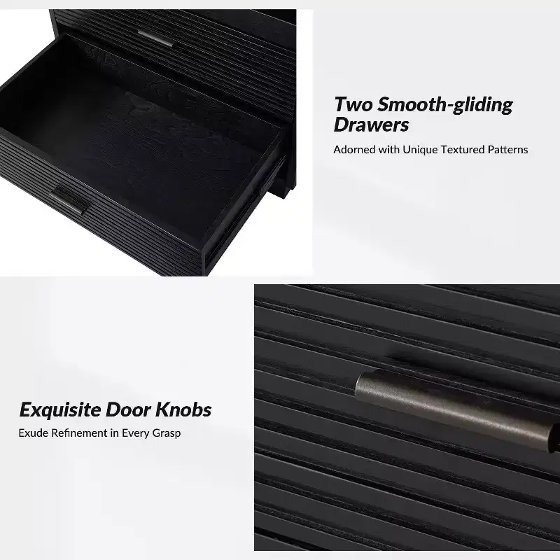 Alcide end table with USB and LED Light Set of 2| ART OF LIVING DESIGNS-BLACK