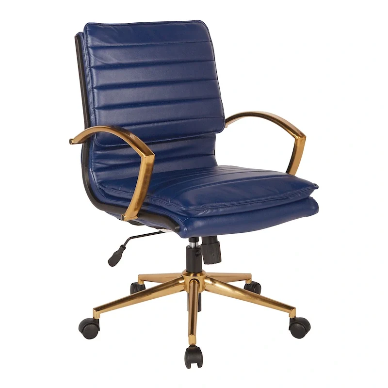 OSP Home Furnishings Gold Base Mid-back Faux Leather Office Chair