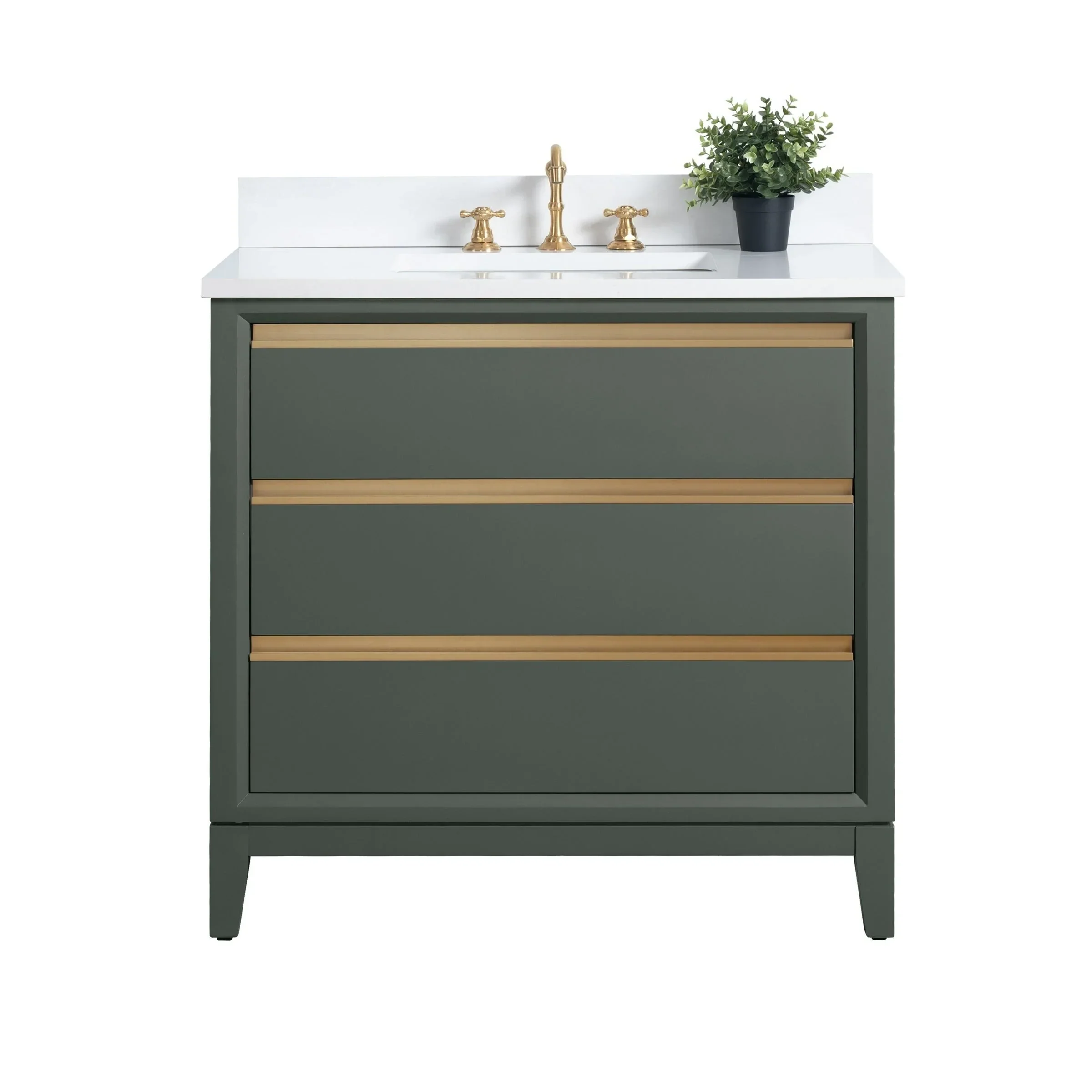 Vanity Art Bathroom Vanity with Ceramic Sink and Engineered Marble Top