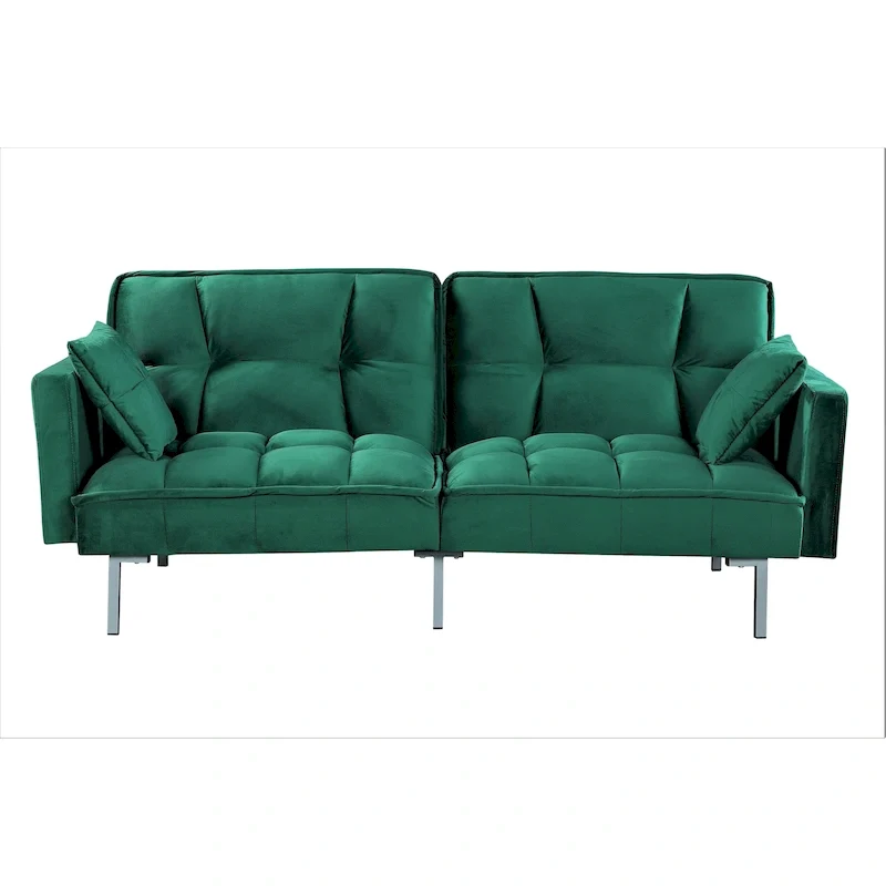 Bernal 75.6W Velvet Futon Sofa Bed Sleeper