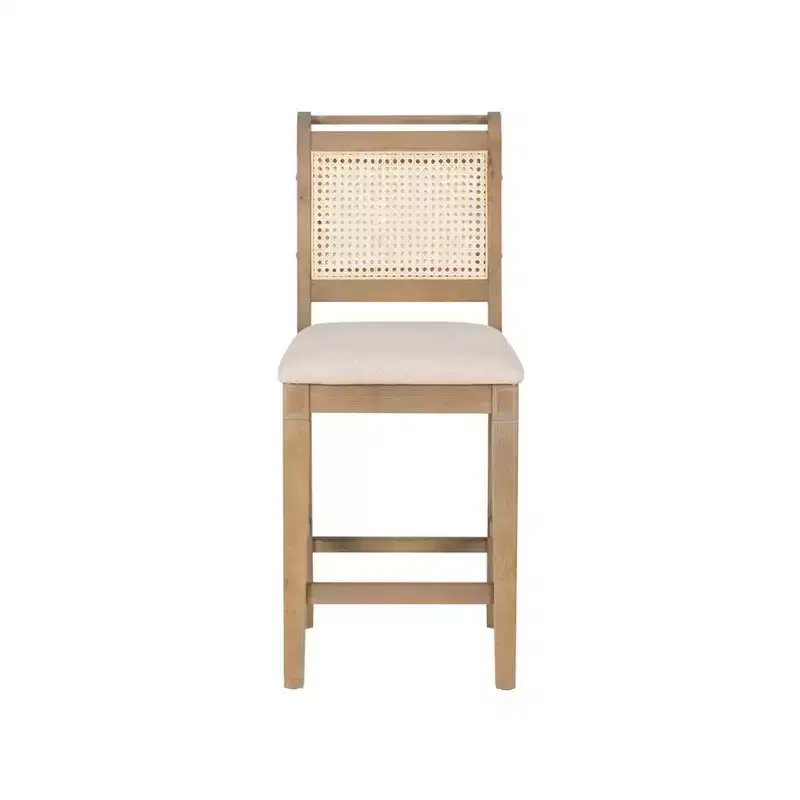 Linon Emmy Cane Counter Height Barstool Natural
