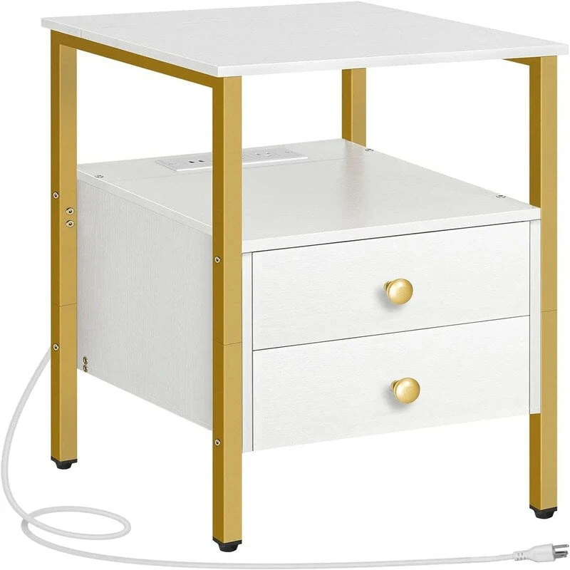 Bedside Table with Charging Station
