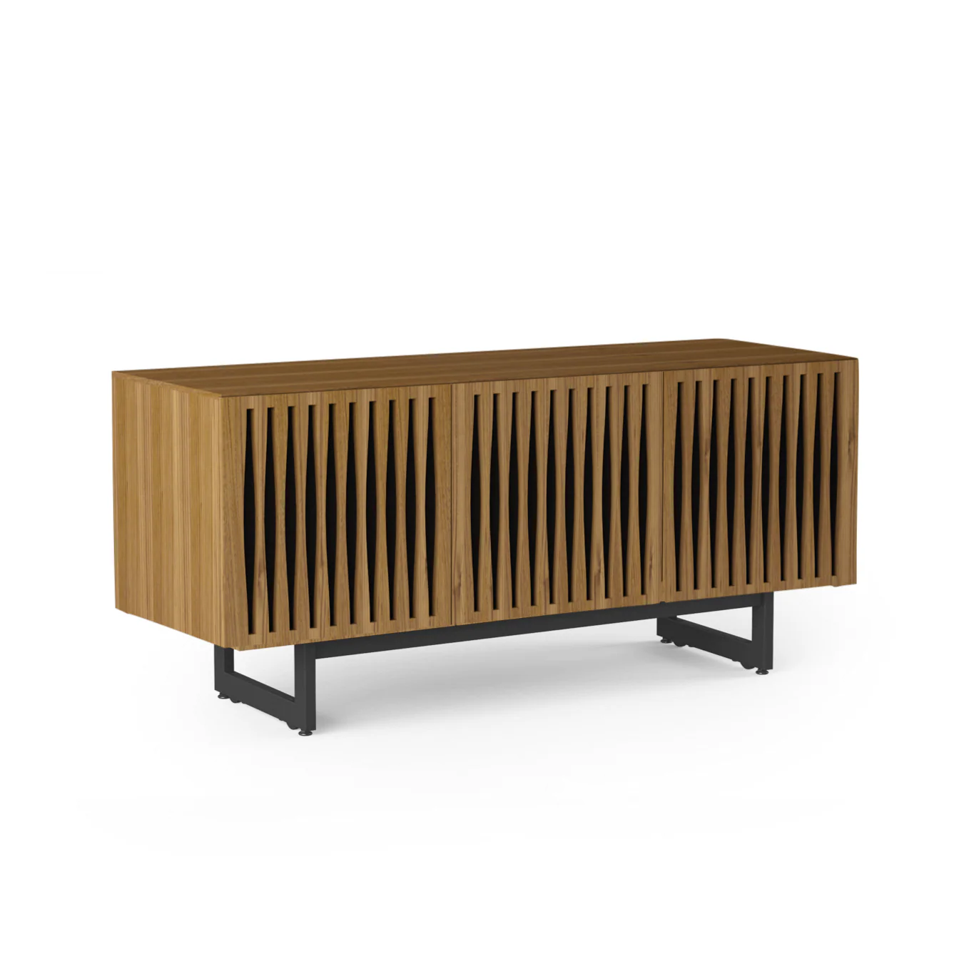 Mid-Century Natural Walnut Entertainment Cabinet for Living Room