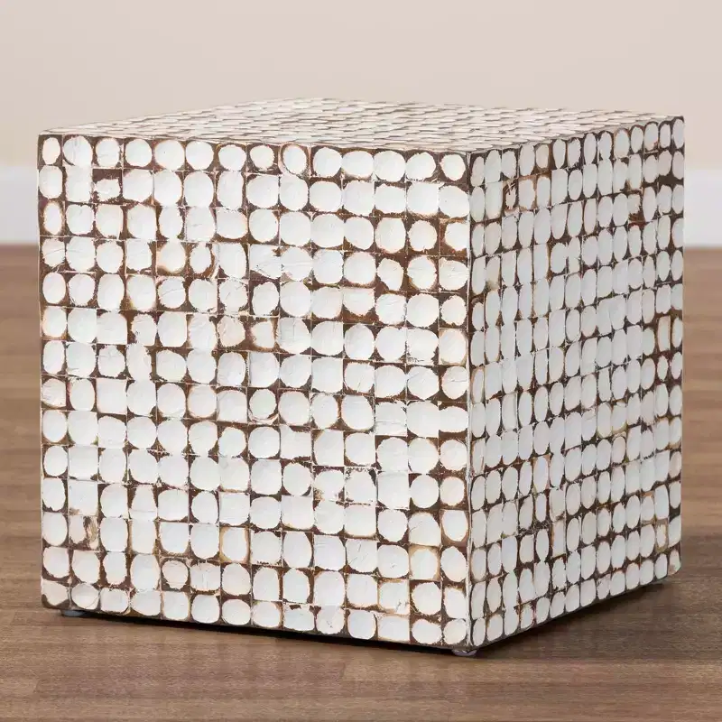 bali & pari Janella Coconut Shell and Acacia Wood End Table