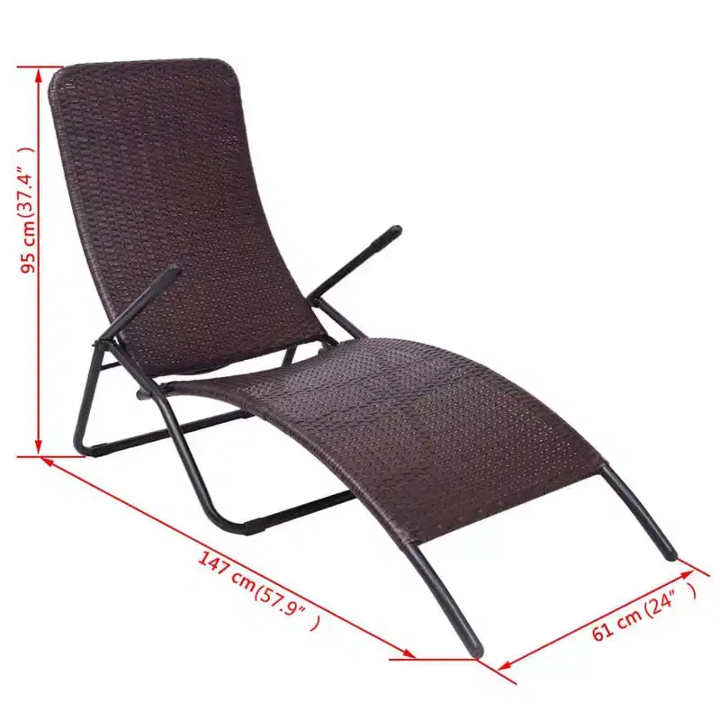 vidaXL Sun Lounger Poly Rattan, Powder-Coated Steel Medium