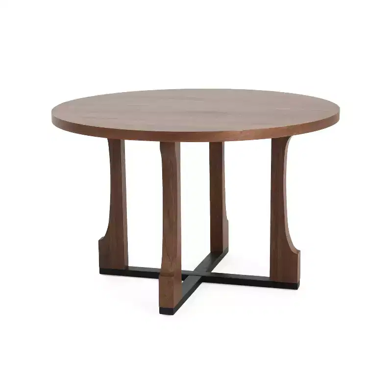 Christopher Knight Home Andrew 48" Rustic Criss Cross Frame Round Dining Table Walnut