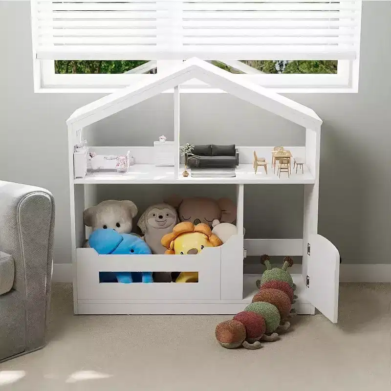 2-Tier Kids Bookshelf & Toy Storage Organizer with Motion Sensor Light, Wooden Book Rack for Playrooms, Classrooms, and Kids Rooms