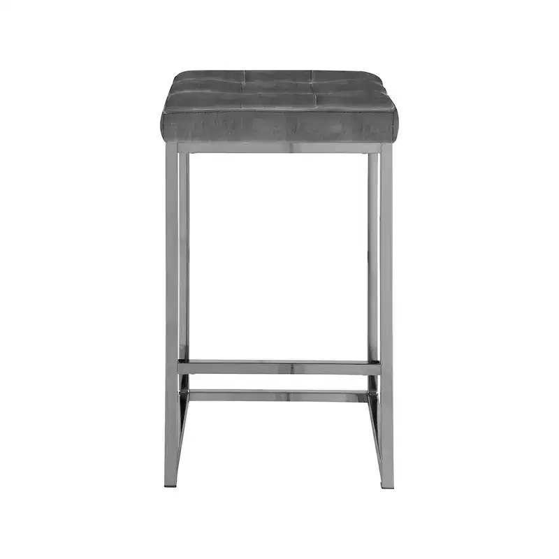 Meridian Furniture,Nicola Grey Velvet Stool, Set of 2