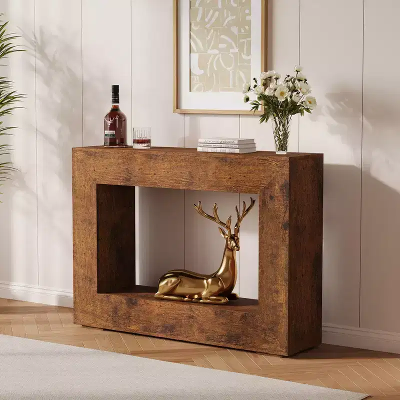 47.2 Farmhouse Console Table - Narrow Sofa Table, Vintage Entryway Table, Accent Furniture with Bottom Shelf for Living Room Hallway Entrance