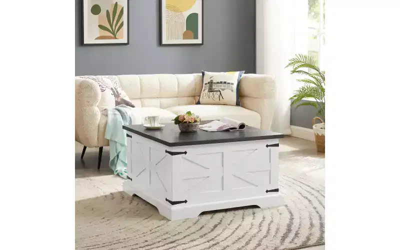 Farmhouse Square Coffee Table with Storage, 31