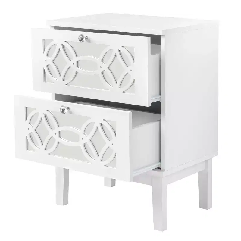 Karl Home 2-Drawer White MDF 17.72in. W Nightstands - Set of 2