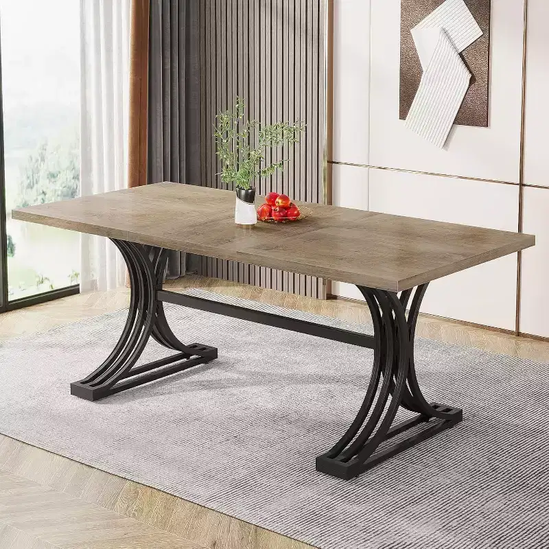 Lantine 63-inch Rectangular Dining Table for 4 to 6, Modern Dinner Table for Dining Room, Kitchen, Living Room