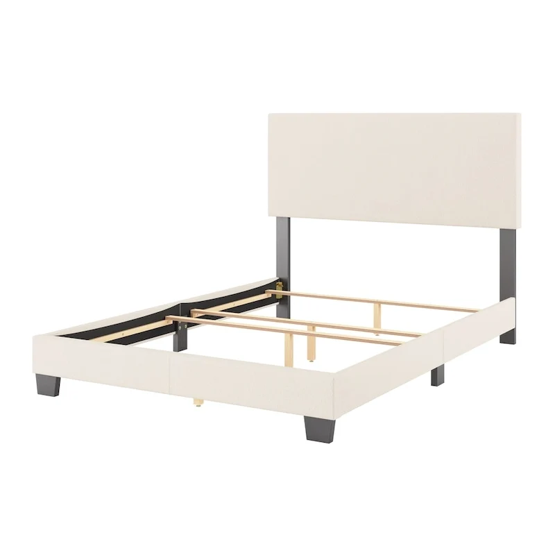 Nova Upholstered Modern Boucle Bed, Box Spring Required