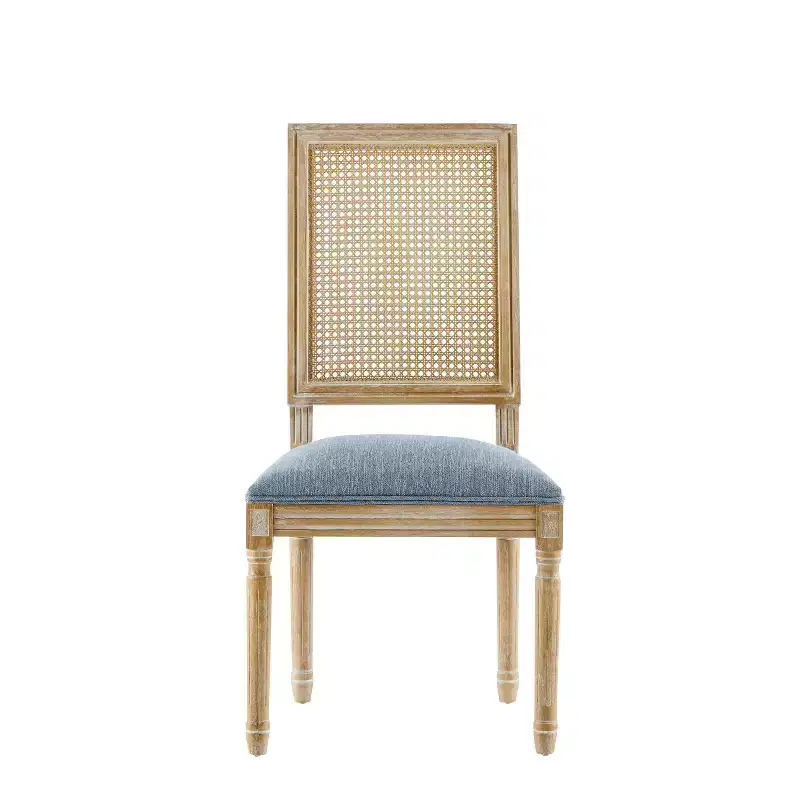 Christopher Knight Home Set of 6 Brielle French Country Wood and Cane Upholstered Dining Chairs Slate Blue