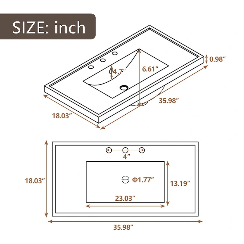Bathroom Cabinet with Drawers and Sink Combo