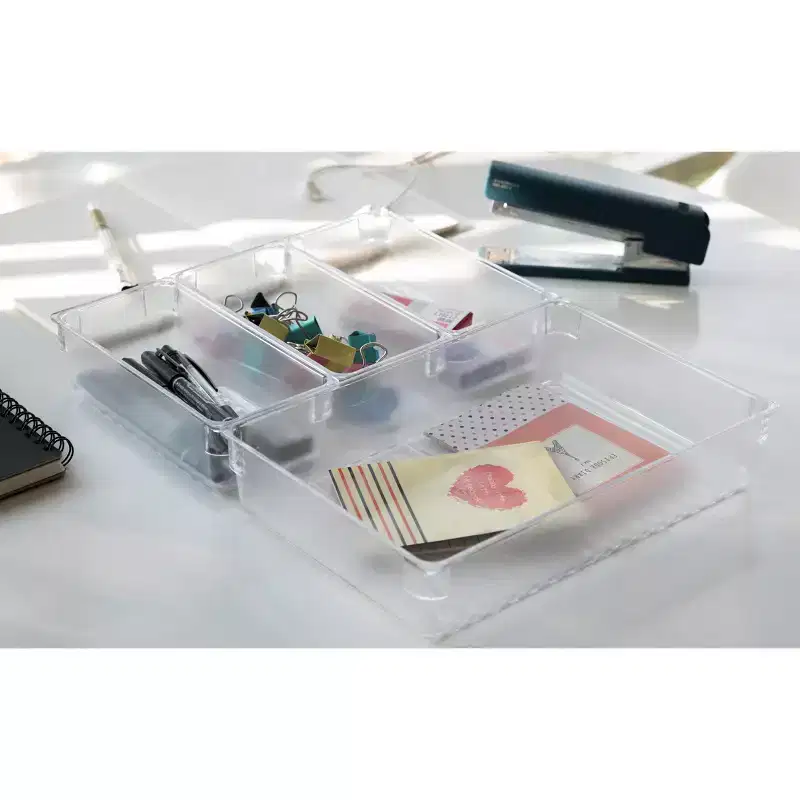 Basicwise Clear Plastic Set of 4 Drawer Organizers