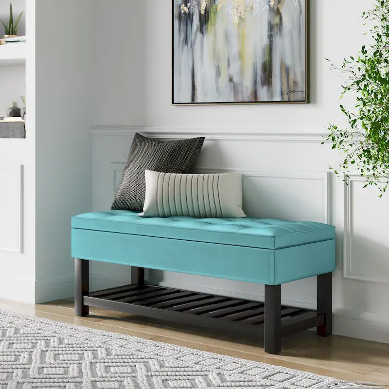 WYNDENHALL Essex 44 inch Wide Transitional Rectangle Ottoman Bench