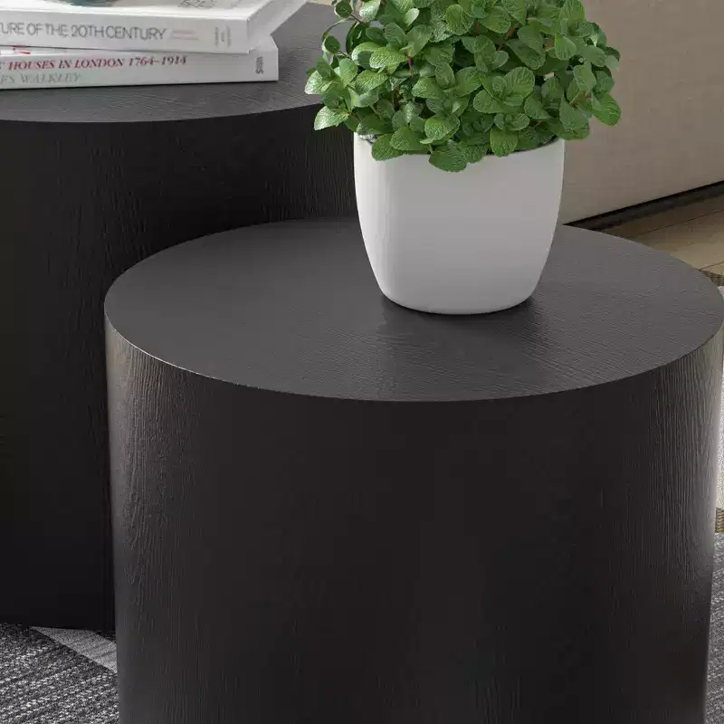 2-Piece Round Coffee Table Set No Assembly Living Room Office Bedroom