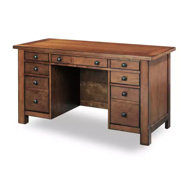 Tahoe Executive Pedestal Desk - Aged Maple - Home Styles: Hardwood, Mid-Century Modern Office Furniture