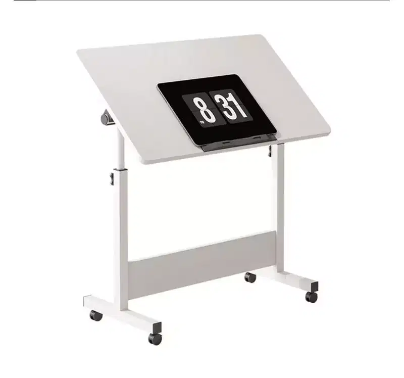 MDF+Steel Adjustable Height Foldable Small Standing Desk with Wheels for Home Office,