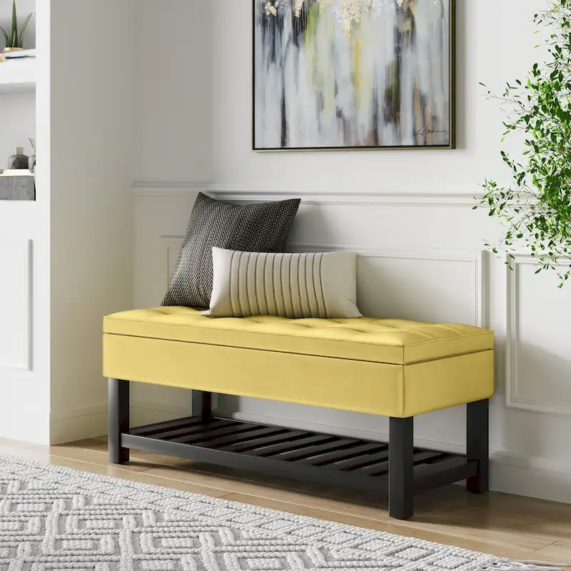 WYNDENHALL Essex 44 inch Wide Transitional Rectangle Ottoman Bench