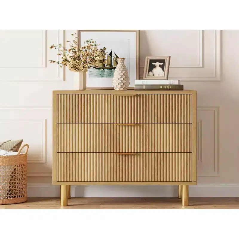 Black 3-Drawer Dresser with Metal Legs, 28 x 17 x 30 in