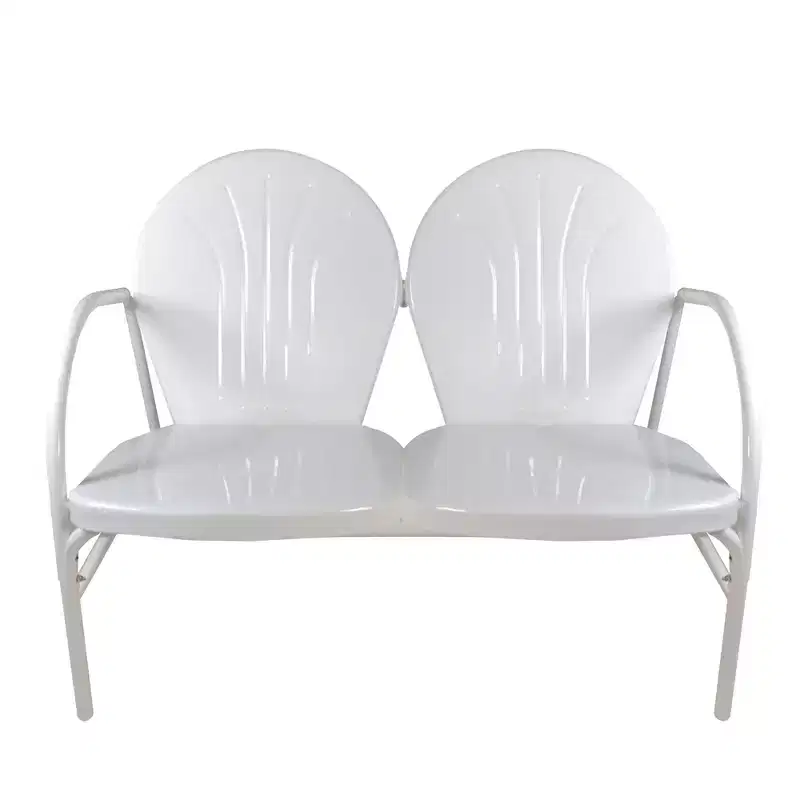 Northlight 47-Inch Outdoor Retro Tulip Steel Loveseat, White