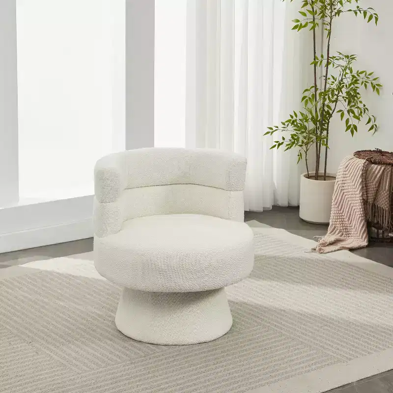 Contemporary 360° Swivel Boucle Upholstered Chair