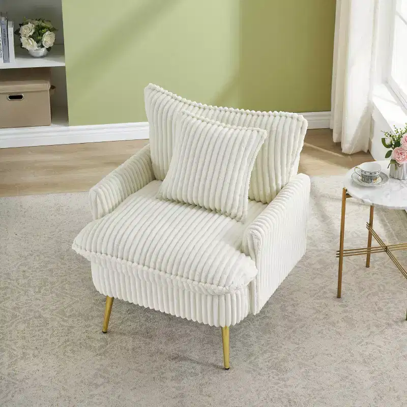 Modern Fashion Arm Accent Chair Barrel Chairs with Golden Legs, Small Leisure Chair Single Sofa for Living Room, Apartment